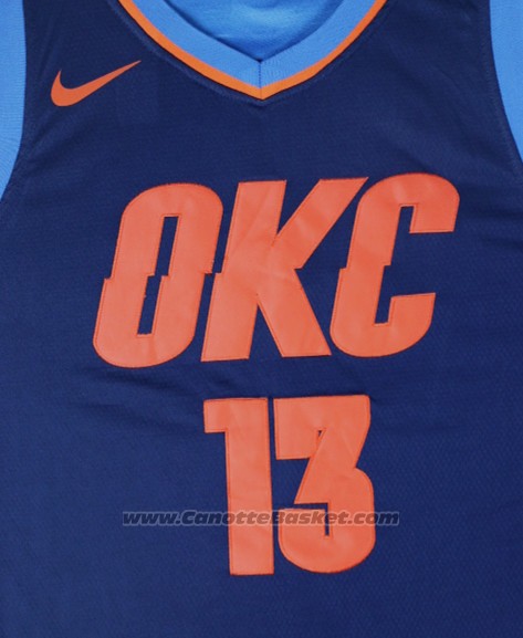 Maglia Oklahoma City Thunder Paul George #13 Statement 2017-18 Blu